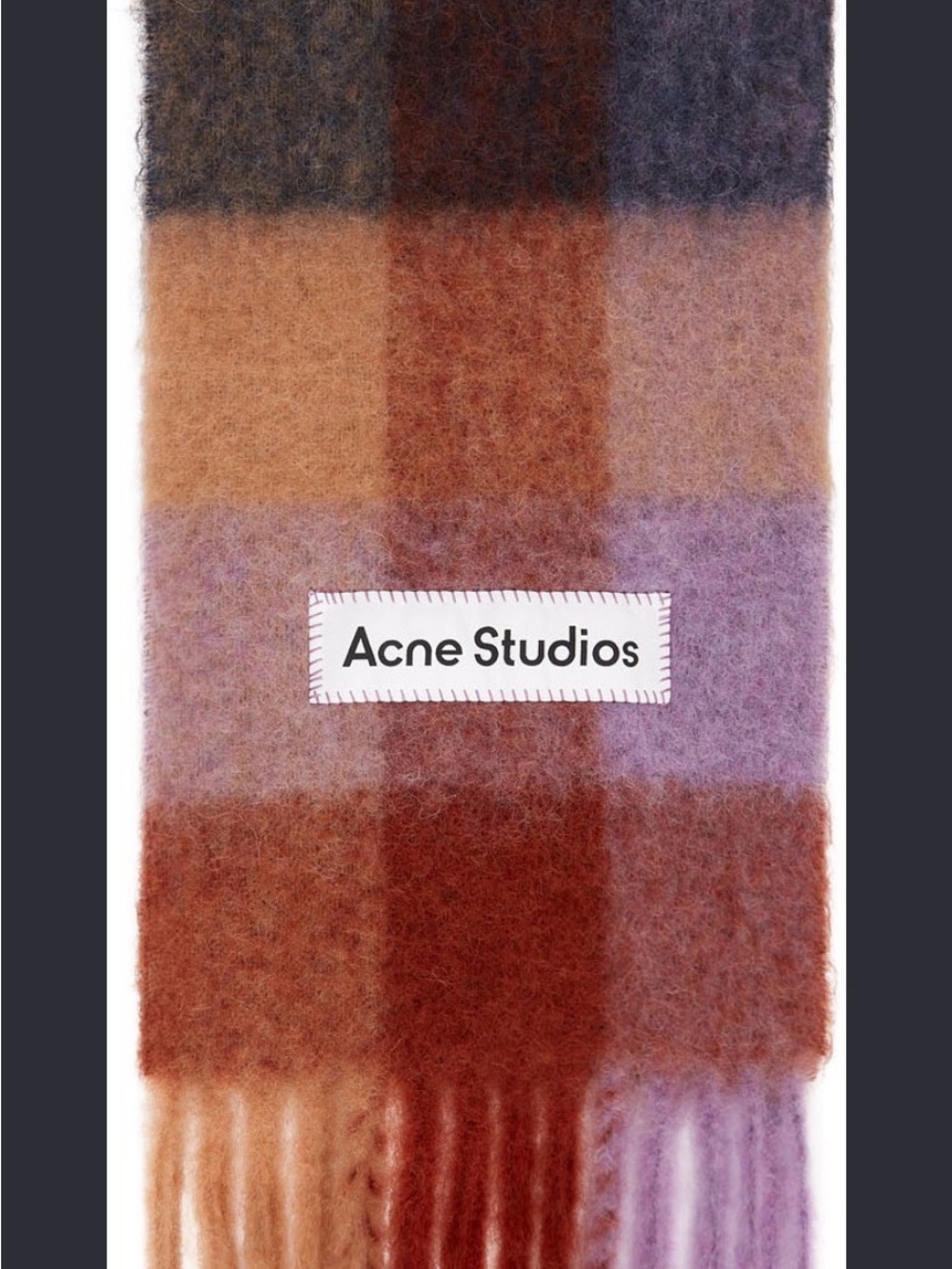 Acne Studios Multicolor Mohair Check Scarf in Lavender & Rust